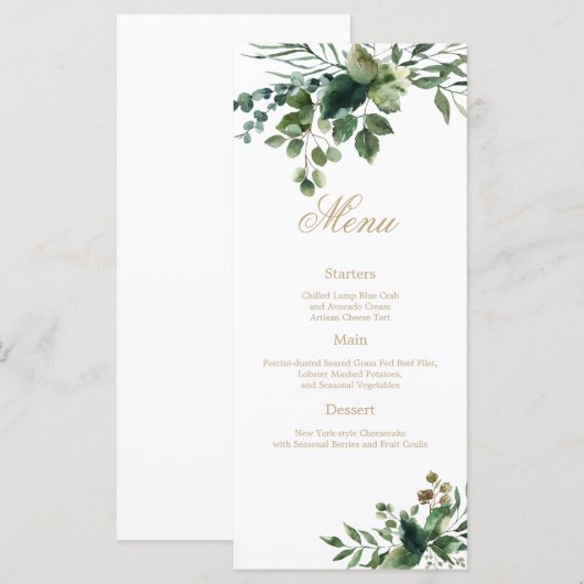 Elegant modern groen waterverf menu (Voorkant / Achterkant)