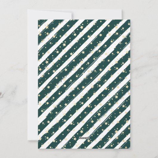 Elegant Modern Groen Wit Foto Vrolijk Kerstfeest Feestdagenkaart (Achterkant)