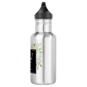 Elegant Modern Groenery Zwart Gouden Monogram Waterfles (Rechts)