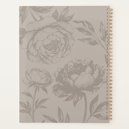 Elegant Modern Hand-Drawn Sketch Floral Organize Planner (Achterkant)
