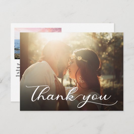 Elegant Modern Hand Lettered Wedding Dank je Briefkaart (Voorkant / Achterkant)