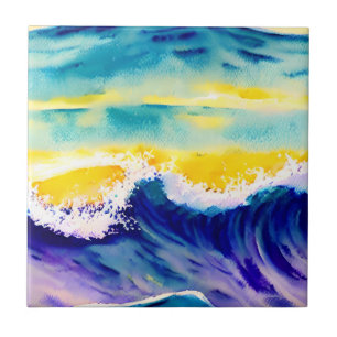 Elegant modern handgeschilderd Ocean Wave Zonlicht Tegeltje