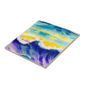 Elegant modern handgeschilderd Ocean Wave Zonlicht Tegeltje (Zijkant)