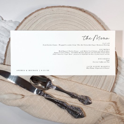 Elegant Modern Handgeschreven Horizontaal Huwelijk Menu