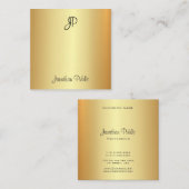 Elegant Modern Handgeschreven Monogram Gouden Sjab Vierkante Visitekaartje (Voorkant / Achterkant)