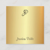Elegant Modern Handgeschreven Monogram Gouden Sjab Vierkante Visitekaartje (Voorkant)