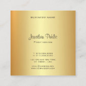 Elegant Modern Handgeschreven Monogram Gouden Sjab Vierkante Visitekaartje (Achterkant)