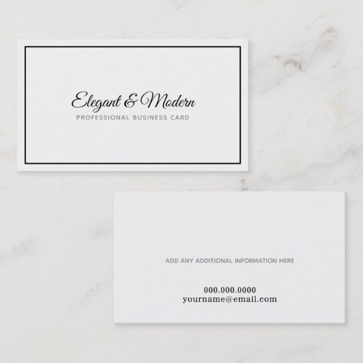 Elegant & modern handgeschreven prof. b/w visitekaartje (Voorkant / Achterkant)