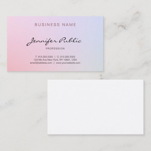 Elegant modern handgeschreven script, kleurrijke p visitekaartje (Voorkant / Achterkant)