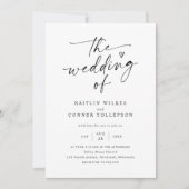 Elegant Modern Handgeschreven Zwart & Wit Huwelijk Kaart (Voorkant)