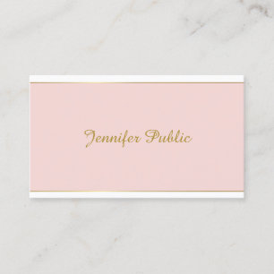 Elegant modern handschrift Blush Pink Gold Plain Visitekaartje