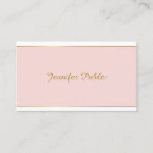Elegant modern handschrift Blush Pink Gold Plain Visitekaartje (Voorkant)