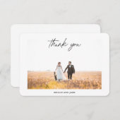 Elegant modern handschrift bruiloft foto bedankkaart (Voorkant / Achterkant)