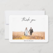 Elegant modern handschrift bruiloft foto bedankkaart (Voorkant)