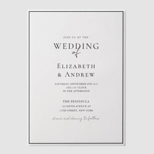 Elegant, modern, handschrift, bruiloft, vellum uitnodigingen (Voorkant)