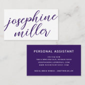 Elegant modern handschrift diep Paars Visitekaartje (Voorkant / Achterkant)