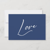 Elegant, modern handschrift, eenvoudig marineblauw RSVP kaartje (Achterkant)