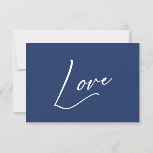 Elegant, modern handschrift, eenvoudig marineblauw RSVP kaartje (Achterkant)