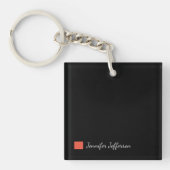 Elegant modern handschrift effen zwart sleutelhanger (voorkant)