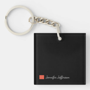 Elegant modern handschrift effen zwart sleutelhanger