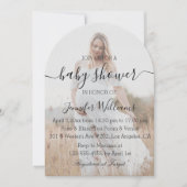 Elegant modern handschrift foto baby shower kaart (Voorkant)