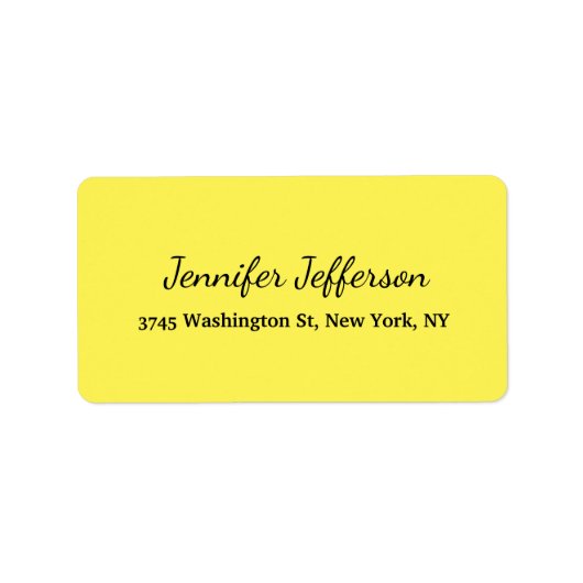 Elegant Modern Handschrift Gewoon Geel Etiket (Voorkant)