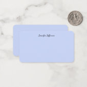 Elegant Modern Handschrift Gewoon Lichtblauw Notitiekaartje (Voorkant / Achterkant in situ)