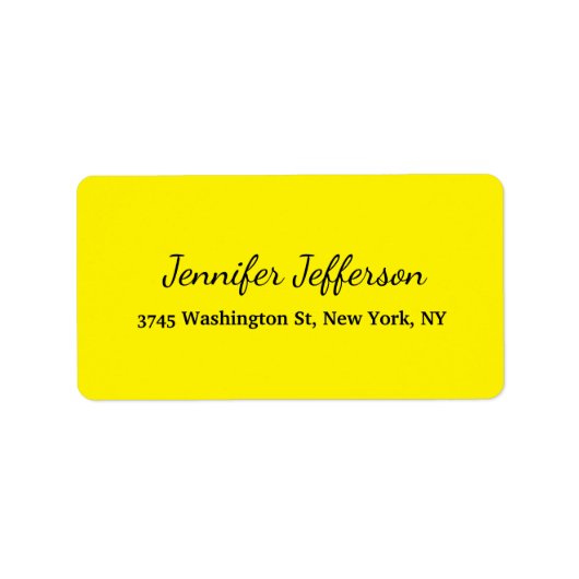 Elegant modern handschrift in helder geel formaat etiket (Voorkant)