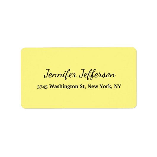 Elegant modern handschrift lichtgeel etiket (Voorkant)
