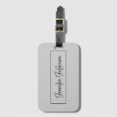 Elegant Modern Handschrift Plain Professional Grey Bagagelabel (Voorkant (verticaal))