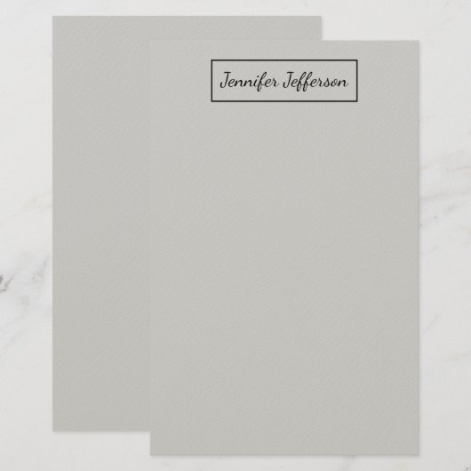 Elegant Modern Handschrift Plain Professional Grey Briefpapier (Voorkant / Achterkant)
