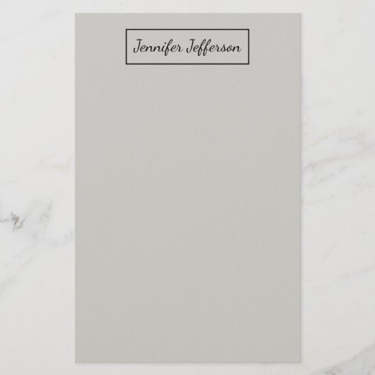 Elegant Modern Handschrift Plain Professional Grey Briefpapier (Voorkant)