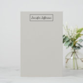 Elegant Modern Handschrift Plain Professional Grey Briefpapier (Staand voorkant)