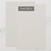 Elegant Modern Handschrift Plain Professional Grey Briefpapier (Voorkant / Achterkant)