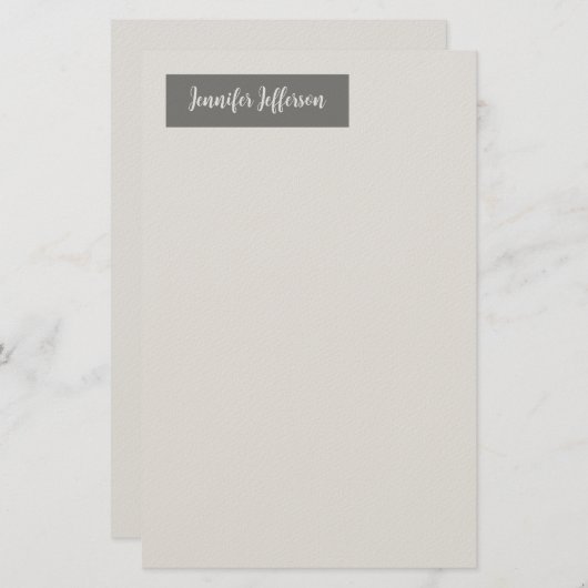 Elegant Modern Handschrift Plain Professional Grey Briefpapier (Voorkant / Achterkant)