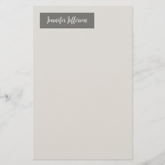 Elegant Modern Handschrift Plain Professional Grey Briefpapier (Voorkant)