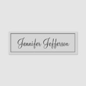 Elegant Modern Handschrift Plain Professional Grey Naamplaatje (Voorkant)