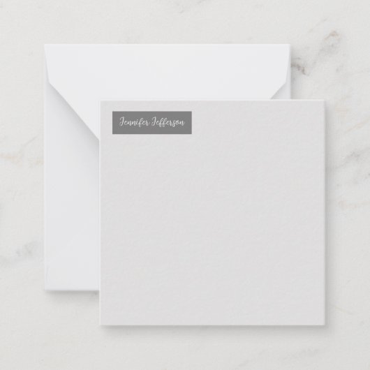 Elegant Modern Handschrift Plain Professional Grey Notitiekaartje (Voorkant)