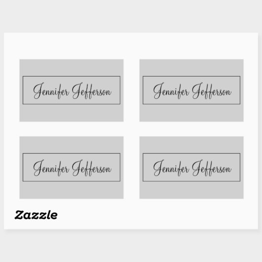 Elegant Modern Handschrift Plain Professional Grey Rechthoekige Sticker (Vel)