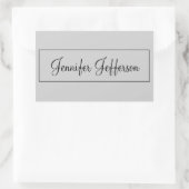 Elegant Modern Handschrift Plain Professional Grey Rechthoekige Sticker (Tas)