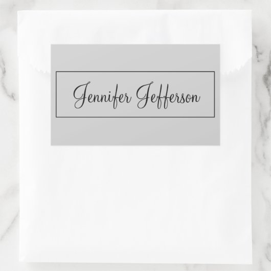 Elegant Modern Handschrift Plain Professional Grey Rechthoekige Sticker (Tas)