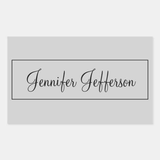 Elegant Modern Handschrift Plain Professional Grey Rechthoekige Sticker (Voorkant)
