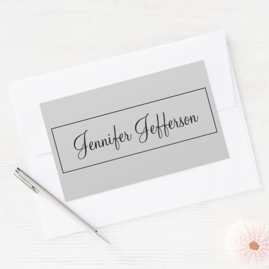 Elegant Modern Handschrift Plain Professional Grey Rechthoekige Sticker (Envelop)