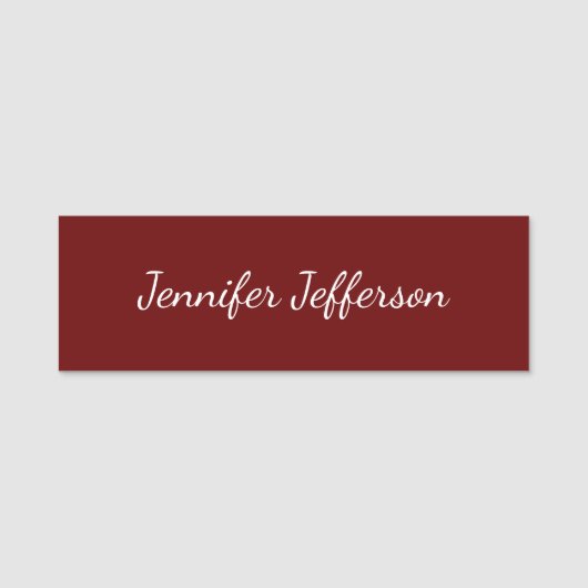 Elegant modern handschrift Professional Dark Red Naamplaatje (Voorkant)