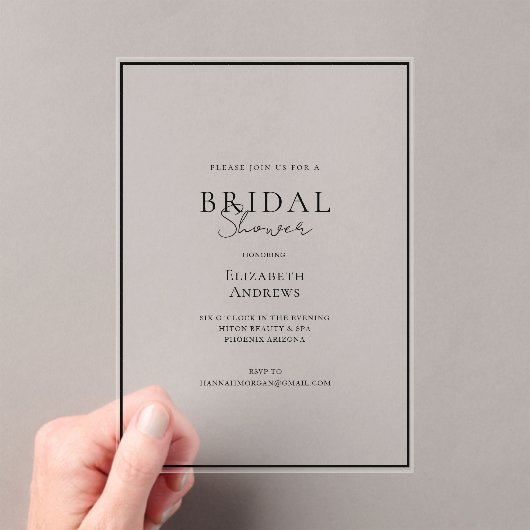 Elegant, modern, handschrift, Vrijgezellenfeest Acryl Uitnodigingen (Insitu (Draagbaar))