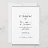Elegant, modern, handschrift, wit & zwart bruiloft kaart (Voorkant)