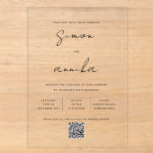 Elegant modern handschriftlettertype QR-code bruil Acryl Uitnodigingen (Voorkant)