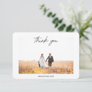 Elegant Modern Handwriting Script Huwelijksfoto Th Bedankkaart