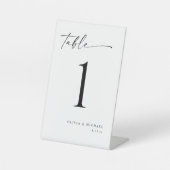 Elegant Modern Handwriting Wedding Table Numbers Reclamebord Met Voetstuk (Voorkant)