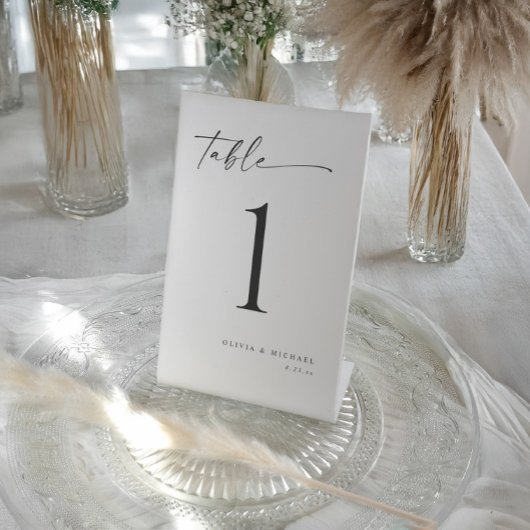 Elegant Modern Handwriting Wedding Table Numbers Reclamebord Met Voetstuk